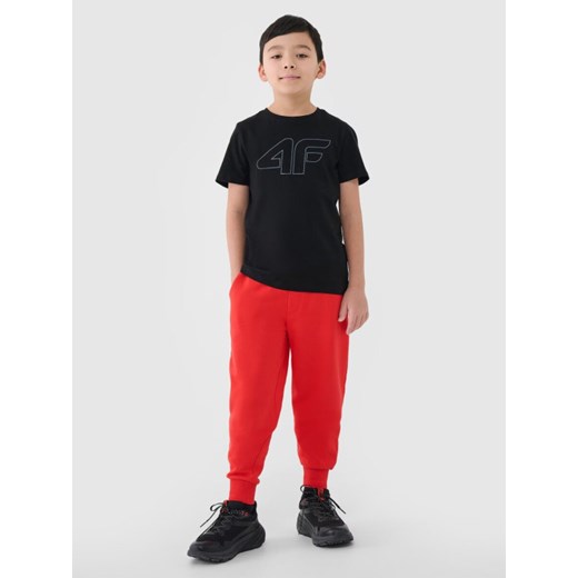 Chłopięce spodnie dresowe 4F 4FJWMM00TTROM0811 - pomarańczowe ze sklepu Sportstylestory.com w kategorii Spodnie chłopięce - zdjęcie 187483651