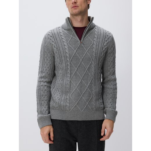 Reserved - Golf z warkoczowym splotem - szary ze sklepu Reserved w kategorii Swetry męskie - zdjęcie 187483702