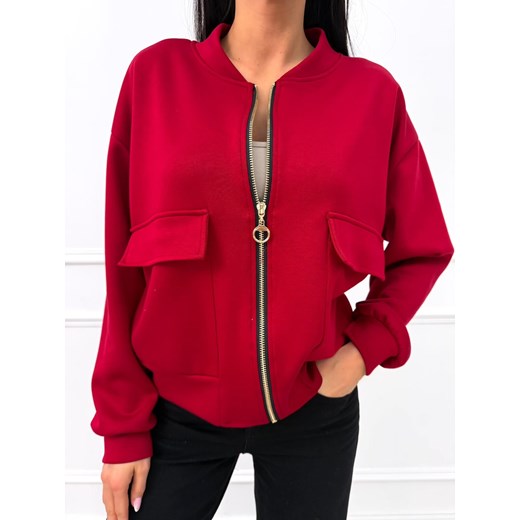 Czerwona Rozpinana Bluza ze sklepu ModnaKiecka.pl w kategorii Bluzy damskie - zdjęcie 187484581