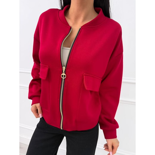 Czerwona Rozpinana Bluza Modnakiecka.pl 44 ModnaKiecka.pl