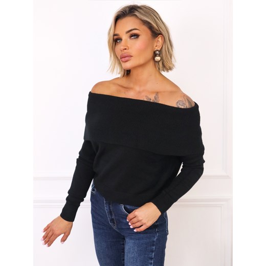 SWETER Z ODKRYTYMI RAMIONAMI- CZARNY ze sklepu olika.com.pl w kategorii Swetry damskie - zdjęcie 187485093