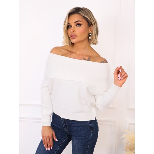 SWETER Z ODKRYTYMI RAMIONAMI- BIAŁY ze sklepu olika.com.pl w kategorii Swetry damskie - zdjęcie 187485141