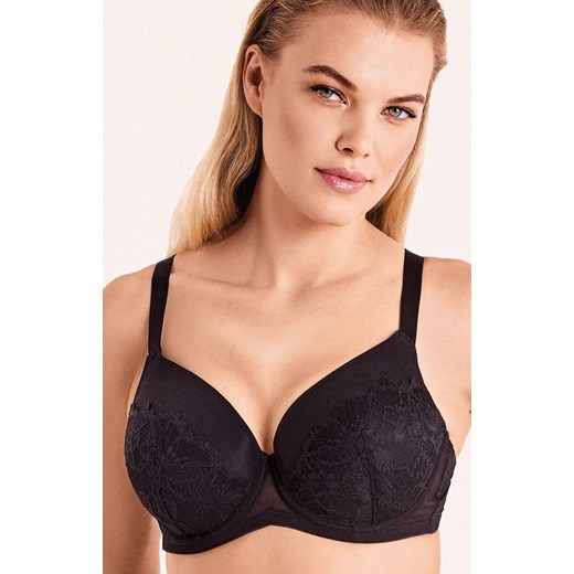 Biustonosz usztywniany balkonetka z koronką czarny Priscilla Pizzo, Kolor czarny, Rozmiar 75C, INFIORE ze sklepu Intymna w kategorii Biustonosze - zdjęcie 187485731