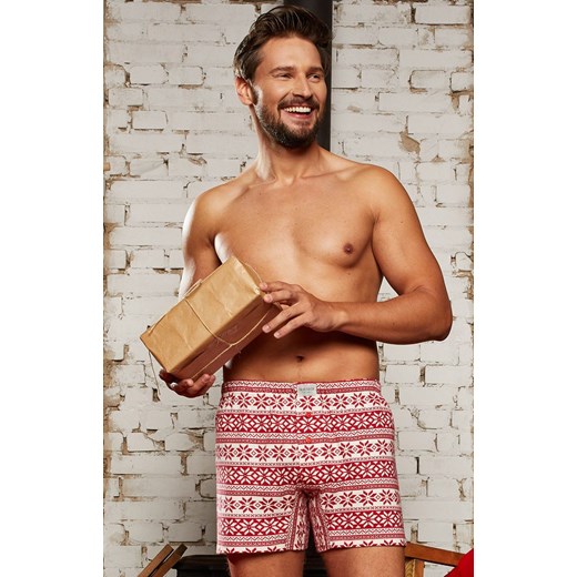 Bokserki męskie w kolorze czerwono-białym Arktyka, Kolor czerwony-wzór, Rozmiar M, Italian Fashion ze sklepu Intymna w kategorii Majtki męskie - zdjęcie 187485742