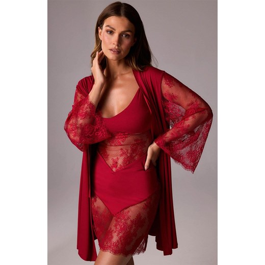 Marilyn koronkowy peniuar damski Merlot, Kolor czerwony, Rozmiar S/M, Marilyn ze sklepu Intymna w kategorii Szlafroki damskie - zdjęcie 187485761