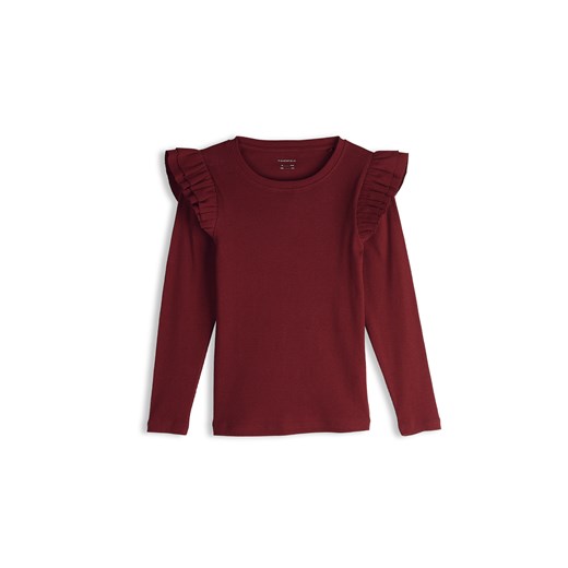 GATE Prążkowana, bawełniana koszulka z falbankami 3Y ze sklepu gateshop w kategorii Bluzki dziewczęce - zdjęcie 187486443