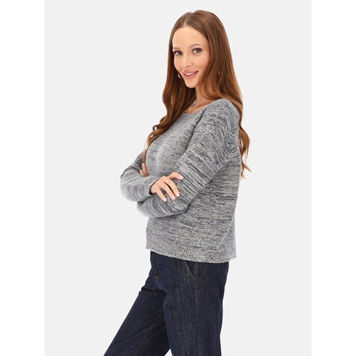 Sweter damski z kaszmirem szary melanż L’AF Cario ze sklepu Eye For Fashion w kategorii Swetry damskie - zdjęcie 187486870