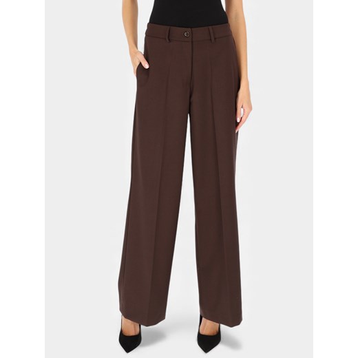Damskie szerokie spodnie garniturowe brązowe L’AF Ross ze sklepu Eye For Fashion w kategorii Spodnie damskie - zdjęcie 187489332