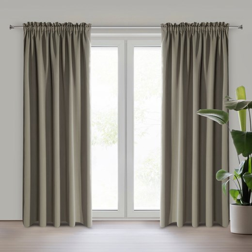 ZASŁONA GOTOWA LOGAN NA TAŚMIE 135 X 270 CM CIEMNOBEŻOWY ze sklepu lenaodniemowlakadoszkolniaka.pl w kategorii Zasłony - zdjęcie 187489701