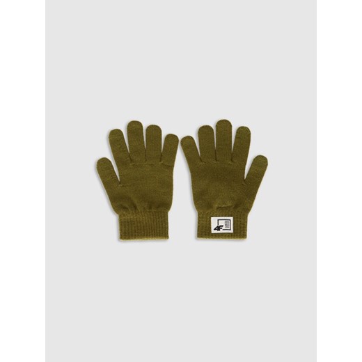 Dziecięce rękawiczki dzianinowe 4F 4FJRAW25AGLOU146 - khaki ze sklepu Sportstylestory.com w kategorii Rękawiczki dziecięce - zdjęcie 187490203