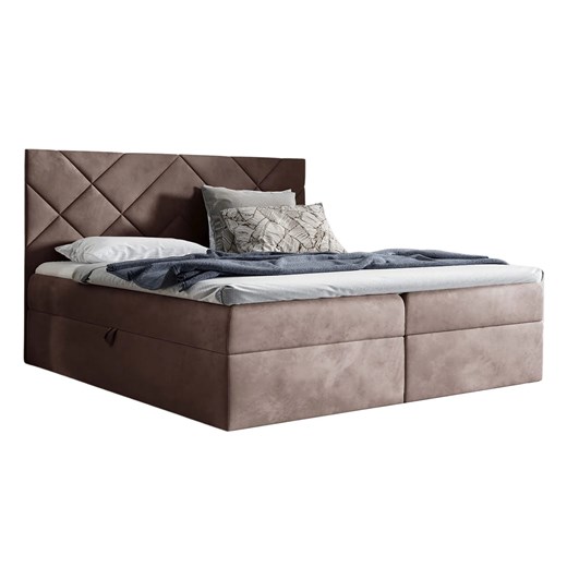 Brązowe welurowe łóżko 5 rozmiarów D3-T20 ze sklepu Edinos.pl w kategorii Łóżka i materace - zdjęcie 187491161