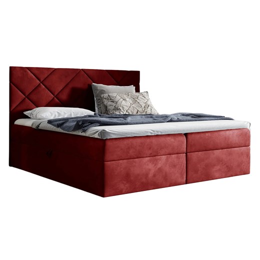 Czerwone tapicerowane łóżko kontynentalne 5 rozmiarów N1-B77 ze sklepu Edinos.pl w kategorii Łóżka i materace - zdjęcie 187491164