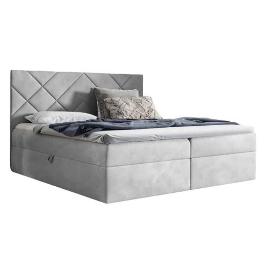 Szare łóżko pikowane z pojemnikiem 5 rozmiarów F1-T32 ze sklepu Edinos.pl w kategorii Łóżka i materace - zdjęcie 187491174