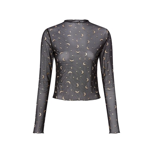 Noisy May Damska siateczkowa koszulka z długim rękawem - NMStar Kobiety czarny nadruk ze sklepu vangraaf w kategorii Swetry damskie - zdjęcie 187491680