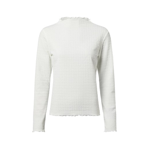 Opus Damska koszulka z długim rękawem - Sirken Kobiety Dżersej biały wypukły wzór tkaniny ze sklepu vangraaf w kategorii Bluzki damskie - zdjęcie 187491682