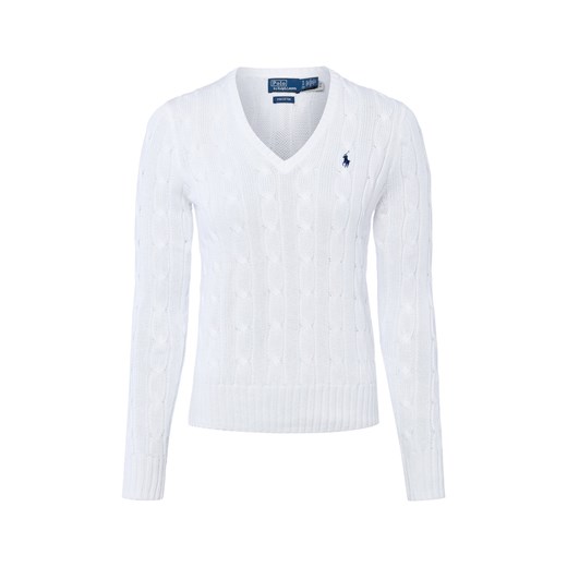 Polo Ralph Lauren Sweter damski z dzianiny Kobiety Bawełna biały jednolity ze sklepu vangraaf w kategorii Swetry damskie - zdjęcie 187491691