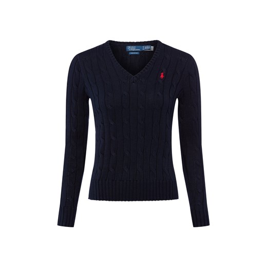 Polo Ralph Lauren Sweter damski z dzianiny Kobiety Bawełna granatowy jednolity ze sklepu vangraaf w kategorii Swetry damskie - zdjęcie 187491693
