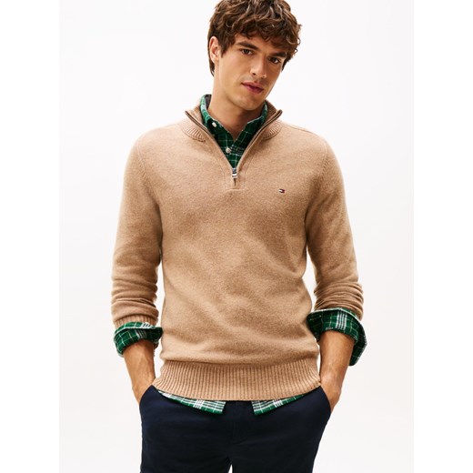 Tommy Hilfiger Męski sweter z dzianiny Mężczyźni Wełna wielbłądzi jednolity ze sklepu vangraaf w kategorii Swetry męskie - zdjęcie 187491712