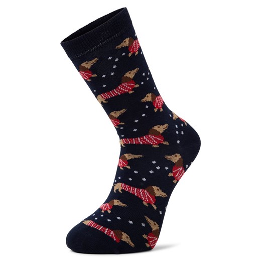 Marie Lund Damskie skarpetki z cienkiej dzianiny Kobiety granatowy wzorzysty ze sklepu vangraaf w kategorii Skarpetki damskie - zdjęcie 187491772