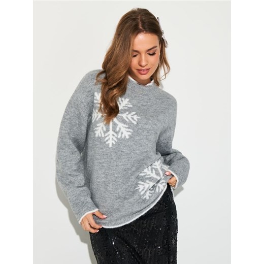Sinsay - Sweter ze śnieżynkami - szary ze sklepu Sinsay w kategorii Swetry damskie - zdjęcie 187493040