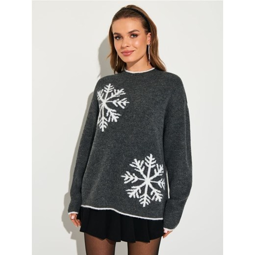 Sinsay - Sweter ze śnieżynkami - szary ze sklepu Sinsay w kategorii Swetry damskie - zdjęcie 187493041