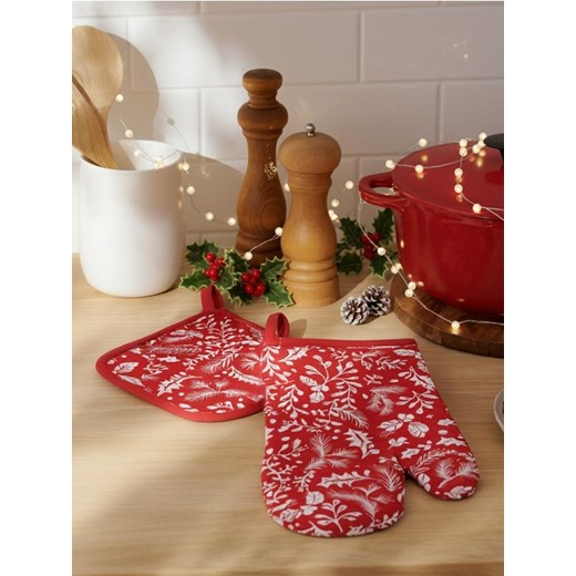Sinsay - Świąteczna rękawica i łapka - czerwony ze sklepu Sinsay w kategorii Fartuchy kuchenne - zdjęcie 187493764