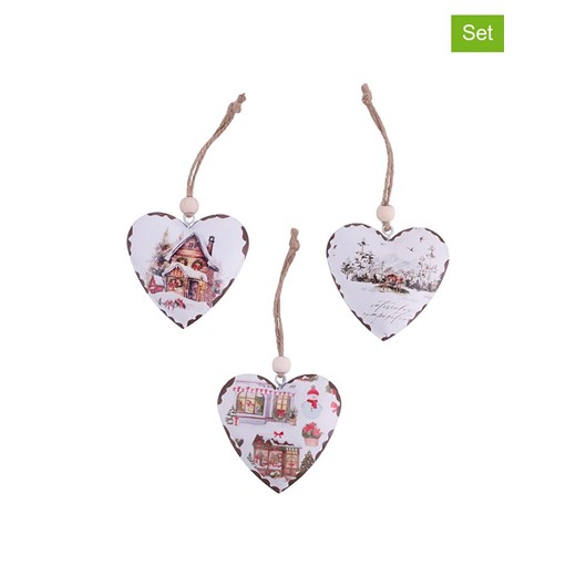 Villa d´Este Zawieszki dekoracyjne (3 szt.) w kolorze białym ze wzorem - 6,5 x 6,5 cm ze sklepu Limango Polska w kategorii Dekoracje bożonarodzeniowe - zdjęcie 187494141