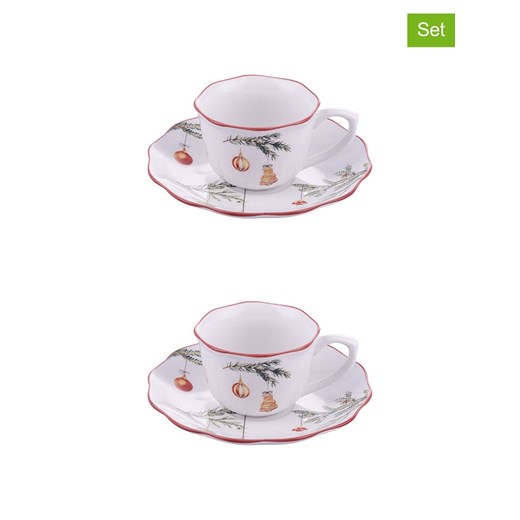 Villa d´Este Filiżanki (2 szt.) w kolorze biało-zielono-czerwonym do kawy - 100 ml ze sklepu Limango Polska w kategorii Dzbanki i zaparzacze - zdjęcie 187494154