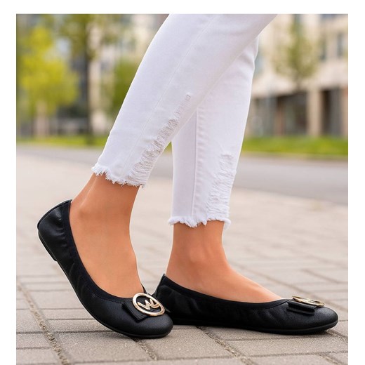 Baleriny damskie czarne elastyczne /H2 18471 W7-38/ ze sklepu Pantofelek24.pl w kategorii Balerinki - zdjęcie 187494704