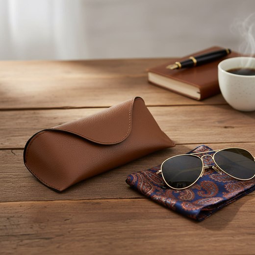 Etui na okulary na magnes ETSC-101A brązowe ze sklepu Stylion w kategorii Etui - zdjęcie 187495491