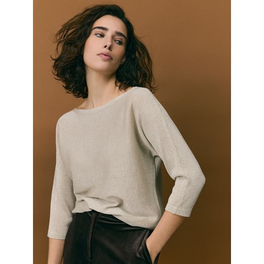 Reserved - Sweter z metalizowaną nitką - złoty ze sklepu Reserved w kategorii Swetry damskie - zdjęcie 187495673