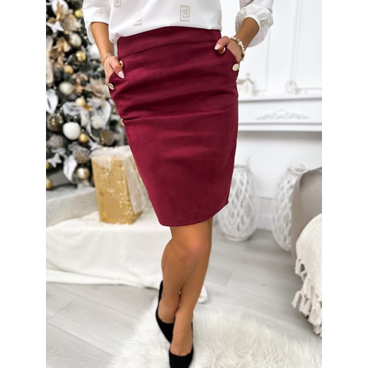 Bordowa Zamszowa Spódnica ze sklepu ModnaKiecka.pl w kategorii Spódnice - zdjęcie 187496190