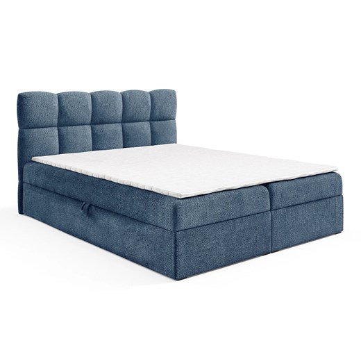 Niebieskie łóżko kontynentalne z pojemnikiem 5 rozmiarów D4-N80 ze sklepu Edinos.pl w kategorii Łóżka i materace - zdjęcie 187496304