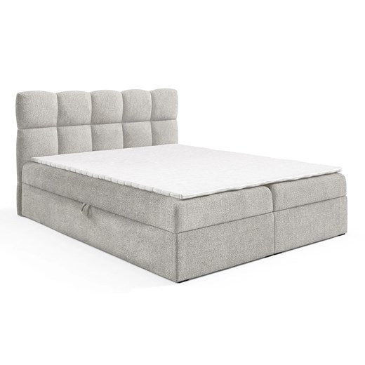 Jasnoszare tapicerowane łóżko kontynentalne 5 rozmiarów - Massilo ze sklepu Edinos.pl w kategorii Łóżka i materace - zdjęcie 187496312