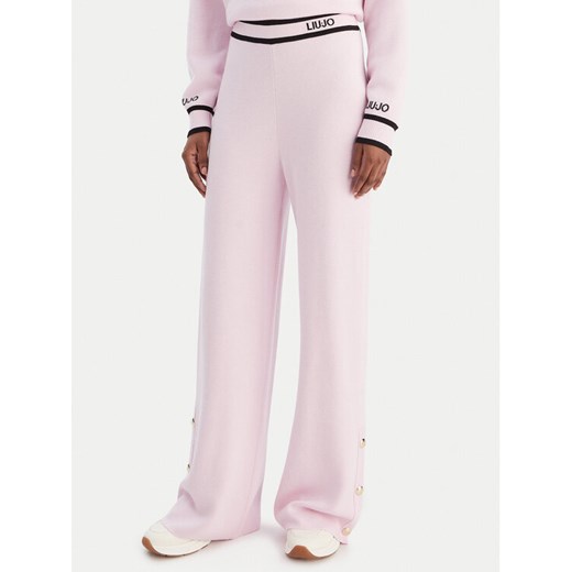 Liu Jo Sport Spodnie dzianinowe TF5252 MS59L Różowy Relaxed Fit ze sklepu MODIVO w kategorii Spodnie damskie - zdjęcie 187496380