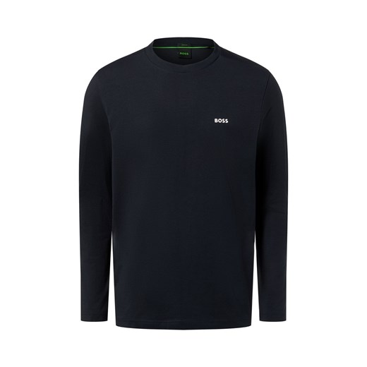 BOSS Green Męska koszula z długim rękawem Mężczyźni Bawełna granatowy jednolity ze sklepu vangraaf w kategorii T-shirty męskie - zdjęcie 187496410
