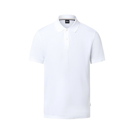 BOSS Męska koszulka polo - Pallas Mężczyźni Bawełna biały jednolity ze sklepu vangraaf w kategorii T-shirty męskie - zdjęcie 187496413