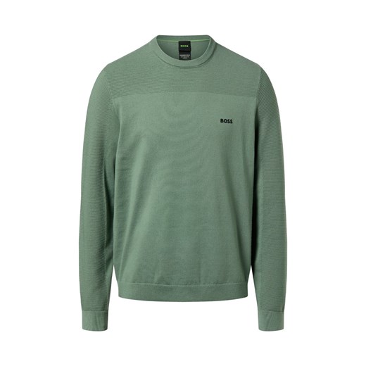 BOSS Green Męski sweter z zawartością merynosów - Momentum Mężczyźni Sztuczne włókno trzcinowy jednolity ze sklepu vangraaf w kategorii Swetry męskie - zdjęcie 187496420