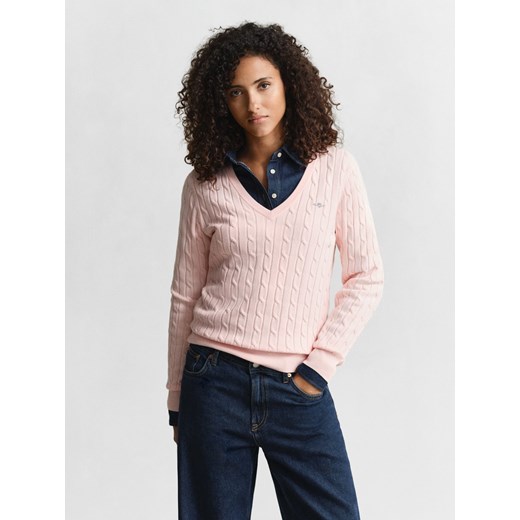 Gant Sweter damski Kobiety Bawełna niebieski wypukły wzór tkaniny ze sklepu vangraaf w kategorii Swetry damskie - zdjęcie 187496432