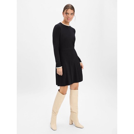 Marie Lund Damska sukienka z dzianiny Kobiety czarny jednolity ze sklepu vangraaf w kategorii Sukienki - zdjęcie 187496442