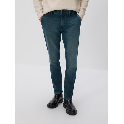 Reserved - Jeansy slim fit z efektem sprania - indigo jeans ze sklepu Reserved w kategorii Jeansy męskie - zdjęcie 187496693