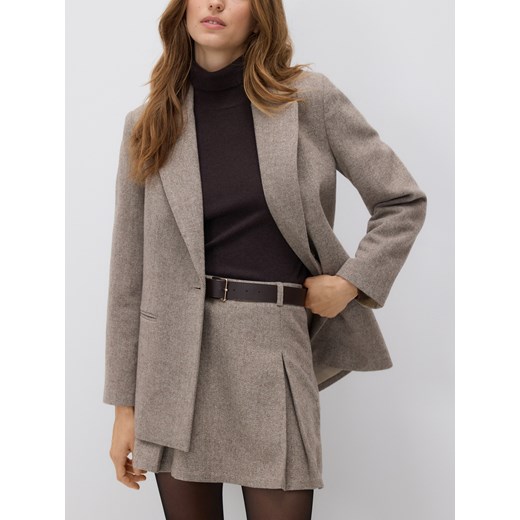 Reserved - Marynarka z wełną - beżowy ze sklepu Reserved w kategorii Marynarki damskie - zdjęcie 187497063