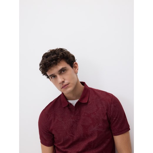 Reserved - Koszulka polo ze świątecznym wzorem - bordowy ze sklepu Reserved w kategorii T-shirty męskie - zdjęcie 187497123