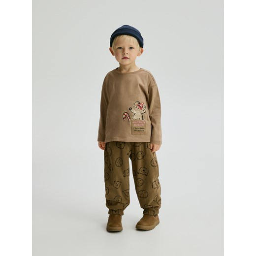 Reserved - Bawełniany longsleeve 2 pack - brązowy ze sklepu Reserved w kategorii T-shirty chłopięce - zdjęcie 187497131