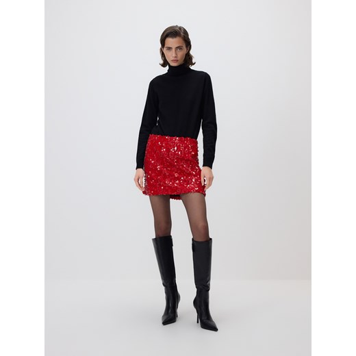 Reserved - Cekinowa spódnica mini - czerwony ze sklepu Reserved w kategorii Spódnice - zdjęcie 187497311