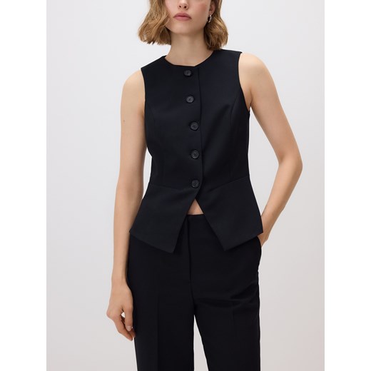 Reserved - Kamizelka z dodatkiem wiskozy - czarny ze sklepu Reserved w kategorii Kamizelki damskie - zdjęcie 187497450