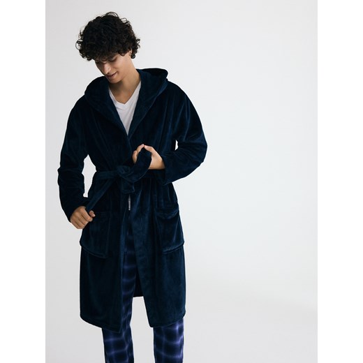 Reserved - Szlafrok z kapturem - granatowy ze sklepu Reserved w kategorii Szlafroki męskie - zdjęcie 187497473
