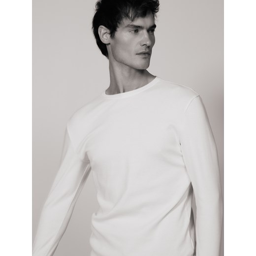 Reserved - Longsleeve super slim fit - biały ze sklepu Reserved w kategorii T-shirty męskie - zdjęcie 187497492