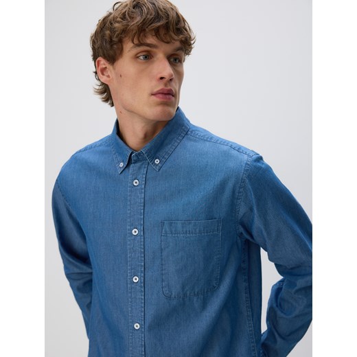 Reserved - Bawełniana koszula regular fit - niebieski ze sklepu Reserved w kategorii Koszule męskie - zdjęcie 187497653