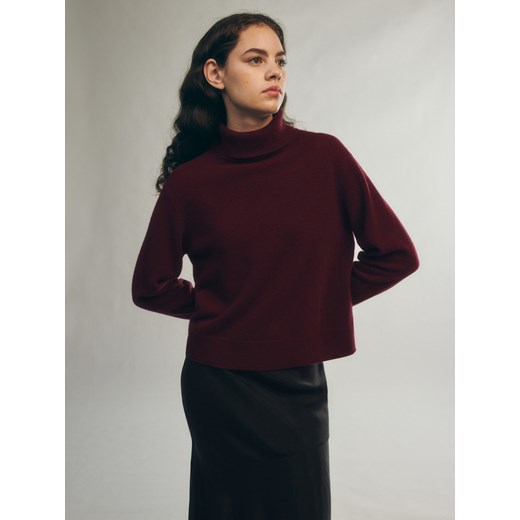 Reserved - Wełniany sweter z golfem - bordowy Reserved S wyprzedaż Reserved